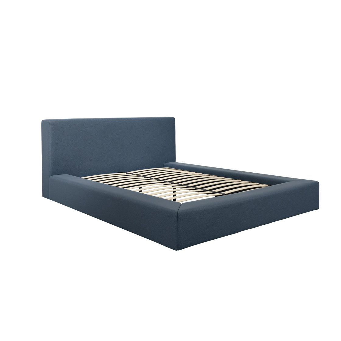 Portarlington Upholstered Navy Blue Twill 5ft King Size Bed with Headboard