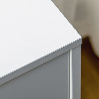 Thako Wood Grey 3 Drawer Chest With Natural Wood Angled Legs