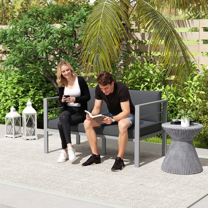 Nifano Aluminium Grey 2 Seater Outdoor Garden Sofa with Cushions