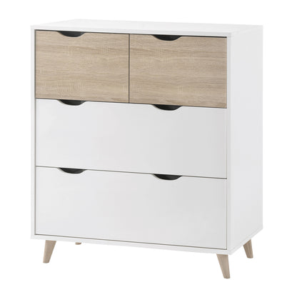 Skerries 4 Drawer Chest White and Natural Oak Wood