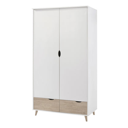 Skerries 2 Door Wardrobe White and Natural Oak Wood