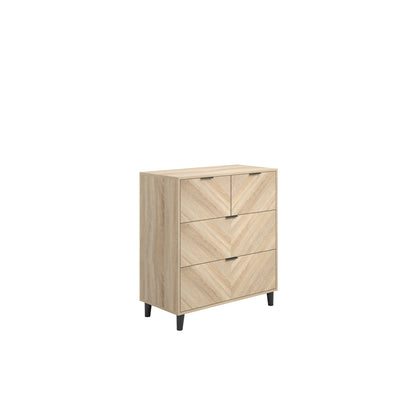 Skerries Chevron 4 Drawer Storage Chest Natural Oak Wood