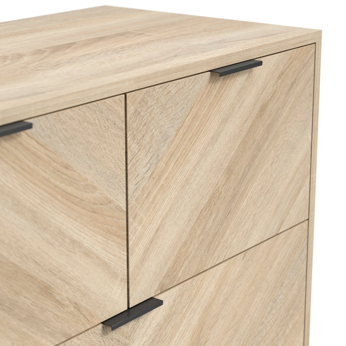 Skerries Chevron 4 Drawer Storage Chest Natural Oak Wood