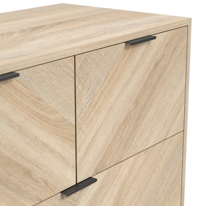 Skerries Chevron 4 Drawer Storage Chest Natural Oak Wood