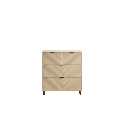Skerries Chevron 4 Drawer Storage Chest Natural Oak Wood
