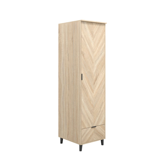 Skerries 1 Door Chevron Wardrobe Natural Oak Wood