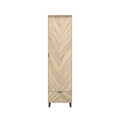 Skerries 1 Door Chevron Wardrobe Natural Oak Wood