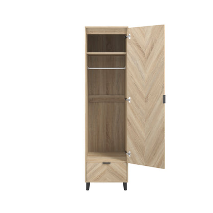 Skerries 1 Door Chevron Wardrobe Natural Oak Wood