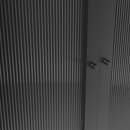 Sattek Black Metal 2 Reeded Glass Door Wardrobe