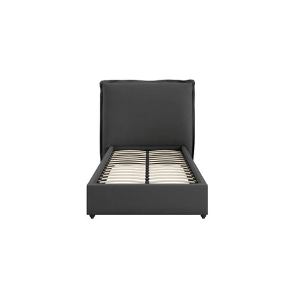 Wexford Deep Grey Linen Upholstered 3ft Single Bed Pillow Headboard