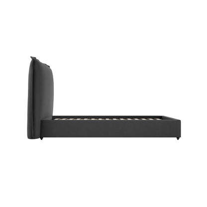 Wexford Deep Grey Linen Upholstered 3ft Single Bed Pillow Headboard