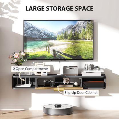 Nova 120cm Wooden Charcoal Grey and Natural Floating TV Stand With Storage