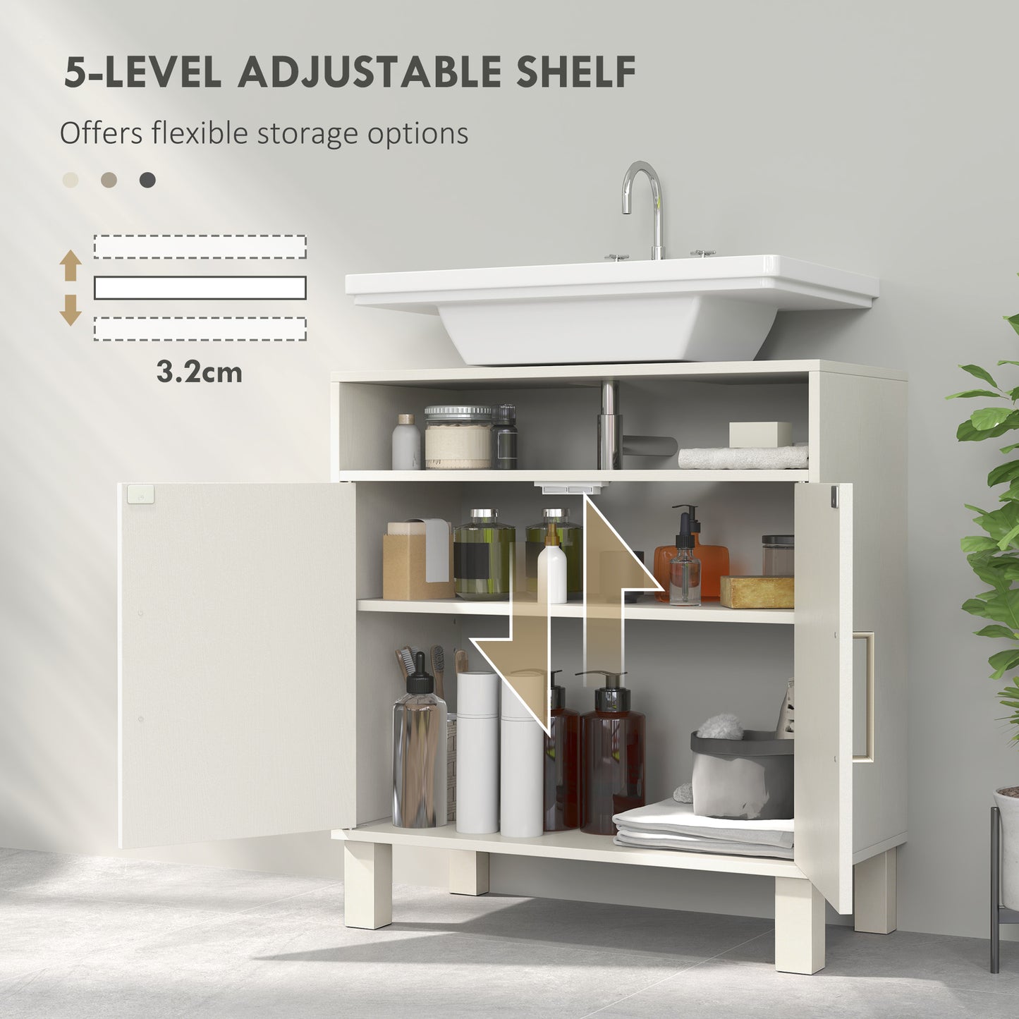 Nenola Cream White Under Sink Storage Cabinet For Basin