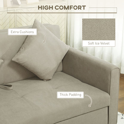 Paraco Snow Flannel Light Brown 2 Seater Pull Out Sofa Bed With Storage And Cushions