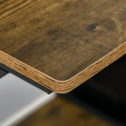 Lulose 70cm Small Black Metal And Wooden Rustic Brown Compact Industrial Desk With Monitor Stand