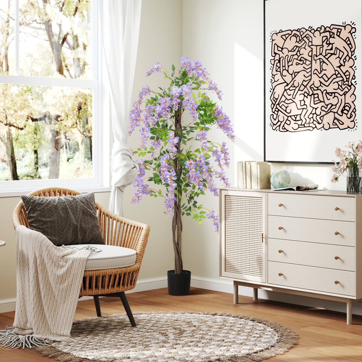 Ratona Tall Artificial Ficus And Wisteria Style Tree In Pot H8 180cm
