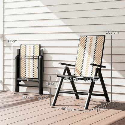 Linori Rattan Orange Reclining Outdoor Garden Chairs With Adjustable Backrest
