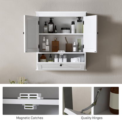 Nelavi Wall Mounted Bathroom Storage Cabinet With Adjustable Shelving And Recessed Doors White