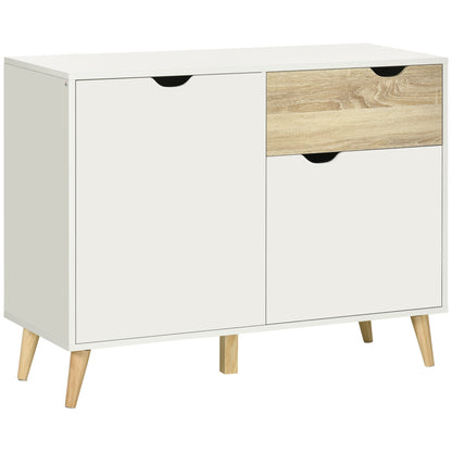 Diha White and Natural Scandi Sideboard 1 Storage Drawer 2 Doors Cabinet