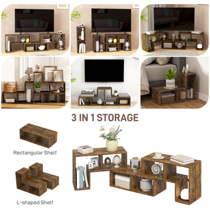 Paline Rase 130cm Wooden Rustic Brown 3 Block Modular TV Stand