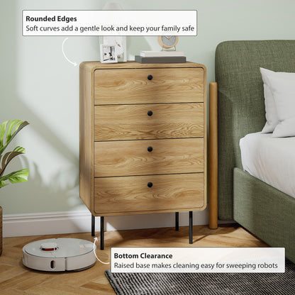 Elmira Wood Oak Finish 4 Drawer Modern Storage Chest
