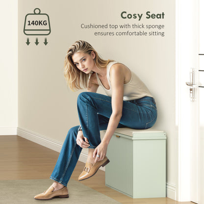 Nohalu Baro Mint Green Wooden 8 Pair Shoe Bench With Cushioned Top