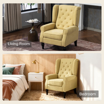 Luyo Light Yellow Retro Wingback Accent Armchair With Button Tufted Upholstery