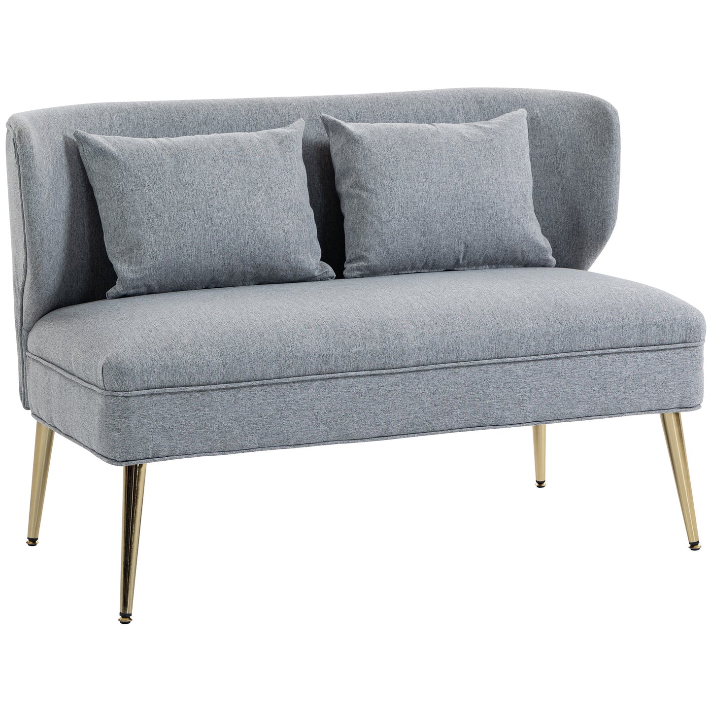 Rohaco Linen Effect Light Grey 2 Seater Sofa With Wingback Design And Metal Legs