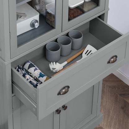 Todi Hael Wooden Grey 180 cm Tall Kitchen Pantry Cabinet Adjustable Shelves And Drawer Storage