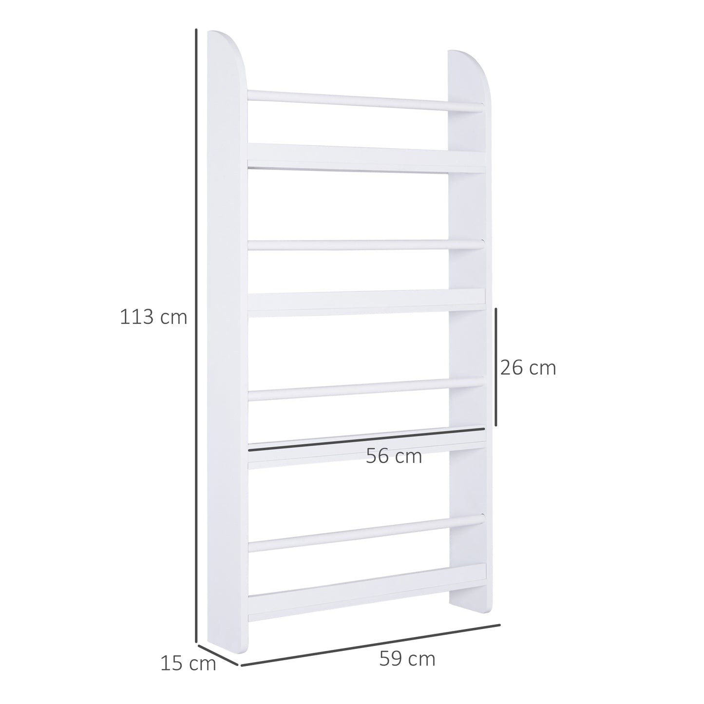 Vivi Wood White Slim Wall Mounted Bookshelf With 15cm Depth