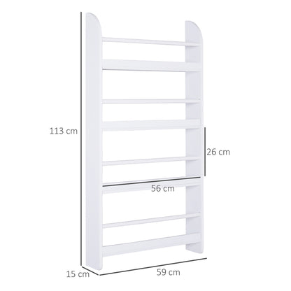 Vivi Wood White Slim Wall Mounted Bookshelf With 15cm Depth