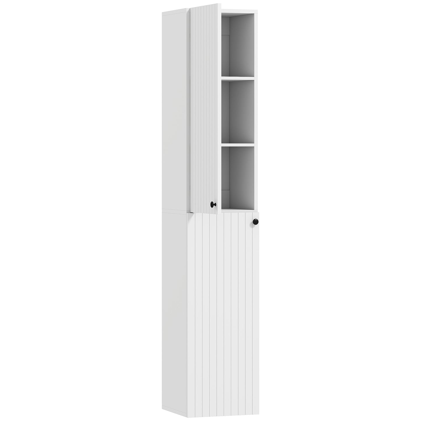 Larena Wall Mounted Slim Bathroom Storage Cabinet With Soft Close Hinges And Double Doors White