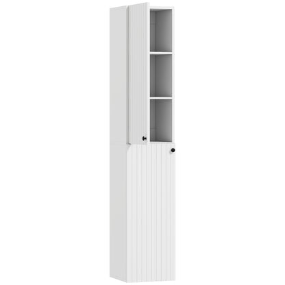 Larena Wall Mounted Slim Bathroom Storage Cabinet With Soft Close Hinges And Double Doors White