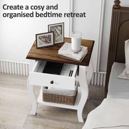 Rifipa White Set Of 2 French Style Bedside Tables With Drawer And Open Shelf