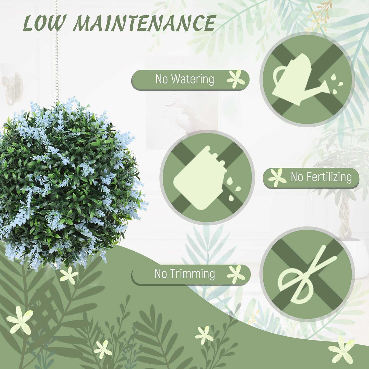 Maka Nosa Set Of 2 UV Resistant Artificial Topiary Ball Plants In Blue