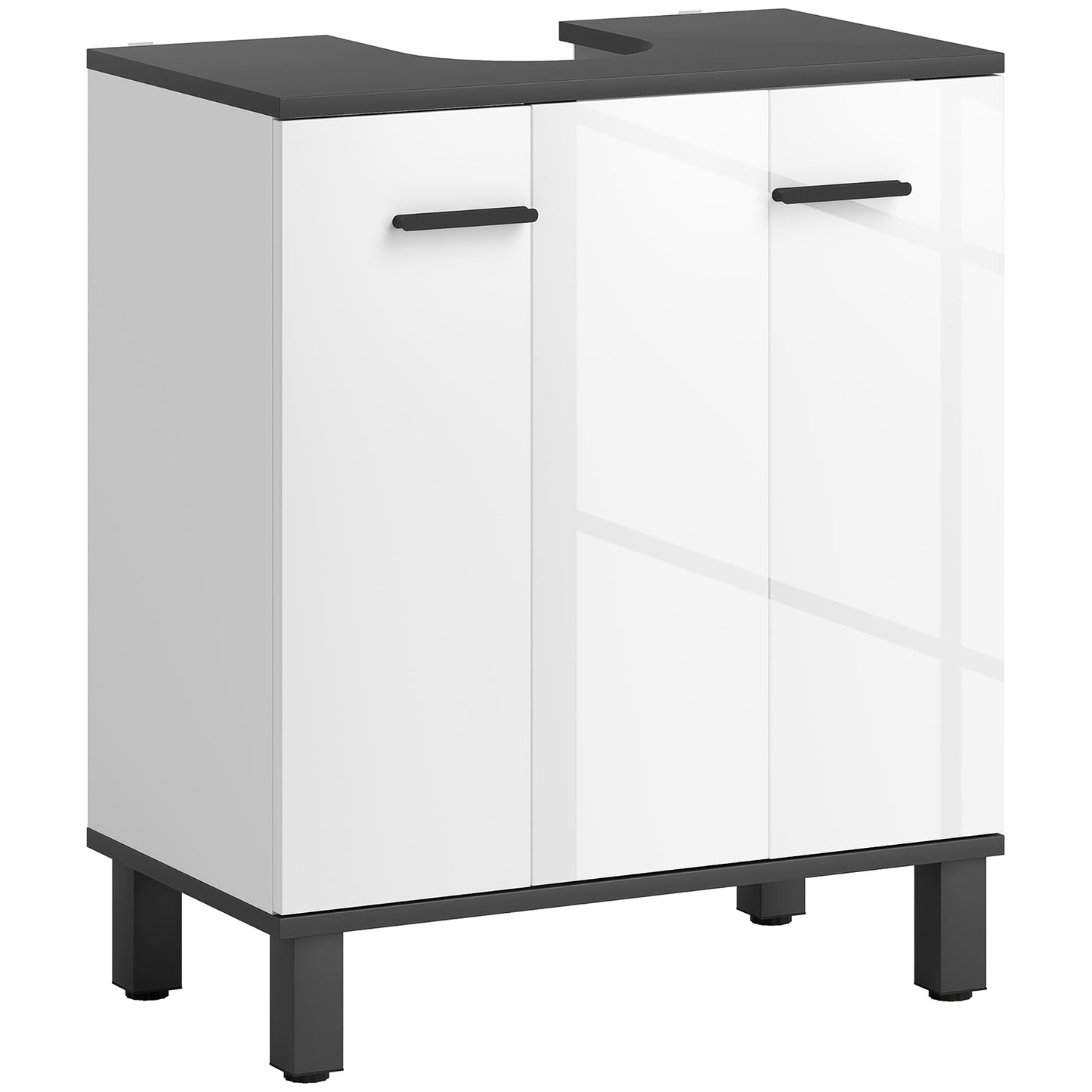 Karesala High Gloss White Modern Under Sink Bathroom Storage Cabinet
