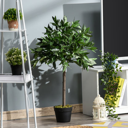 Rani Sumo Set Of 2 Artificial Bay Laurel Trees In Green Supplied In Pots For Indoor Office Use