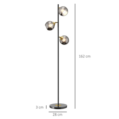 Kaviro Metal Grey 3 Light Tree Floor Lamp Modern Standing Design 162 cm