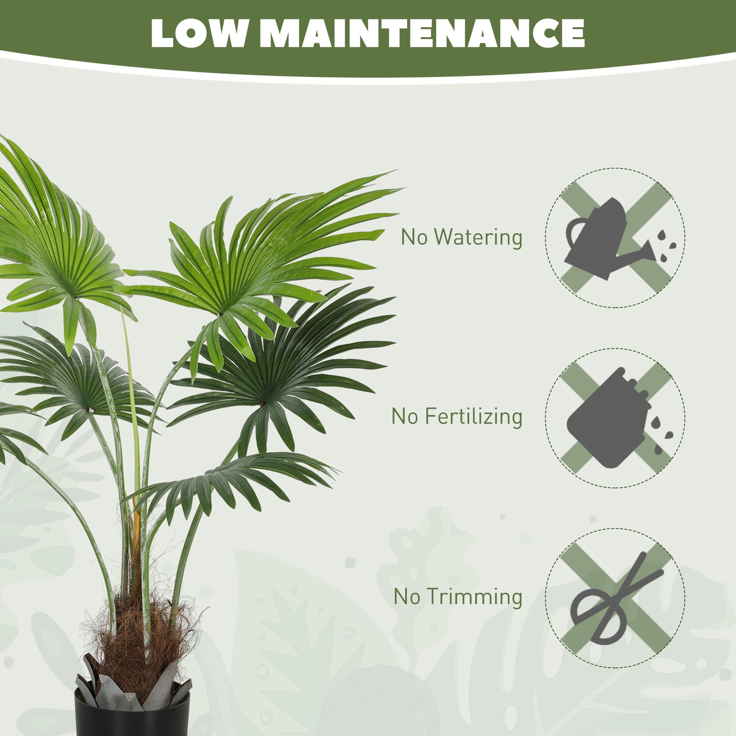 Mazili Artificial Palm Style Tree With Realistic Leaf Detail And Coir Effect Base In Pot H8 94cm Green