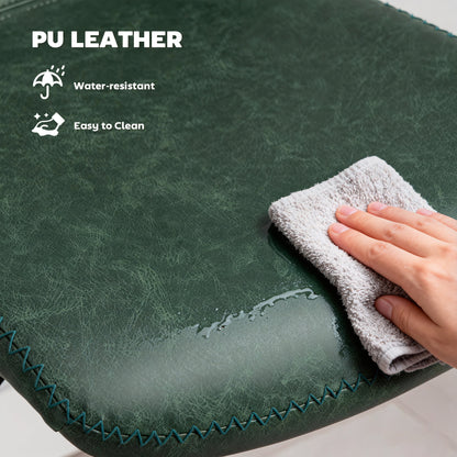 Kekero Set Of 2 Green Faux Leather Counter Bar Chairs With Back And Footrest