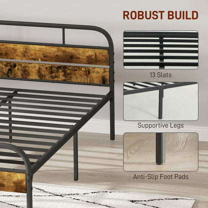 Vizi 5FT Industrial Metal King Bed Frame Black and Brown
