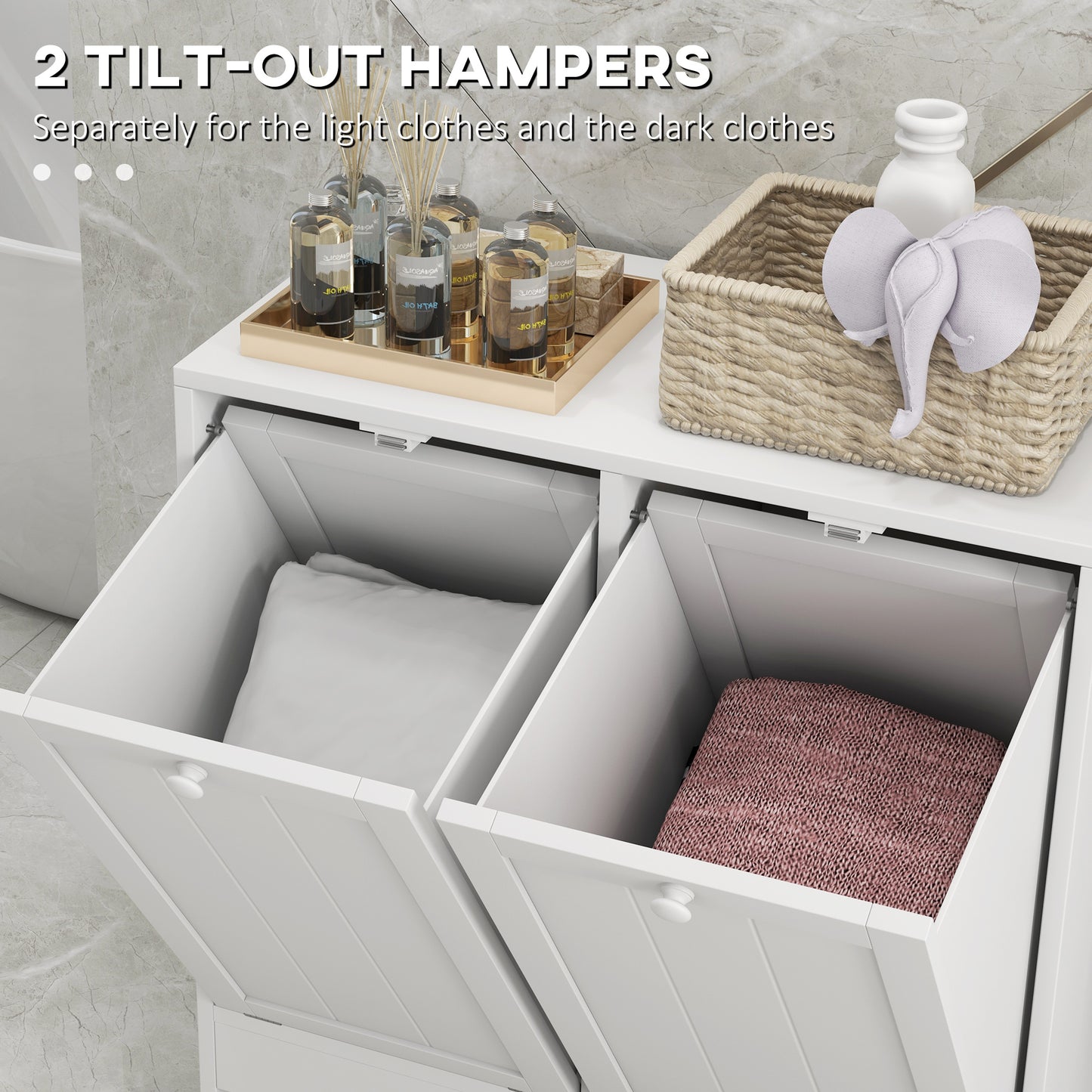 Nema White Double HamFauxr Laundry Storage Cabinet