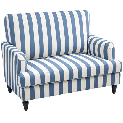 Yosefi Blue And White Velvet Cuddle Accent Sofa Stripe Design