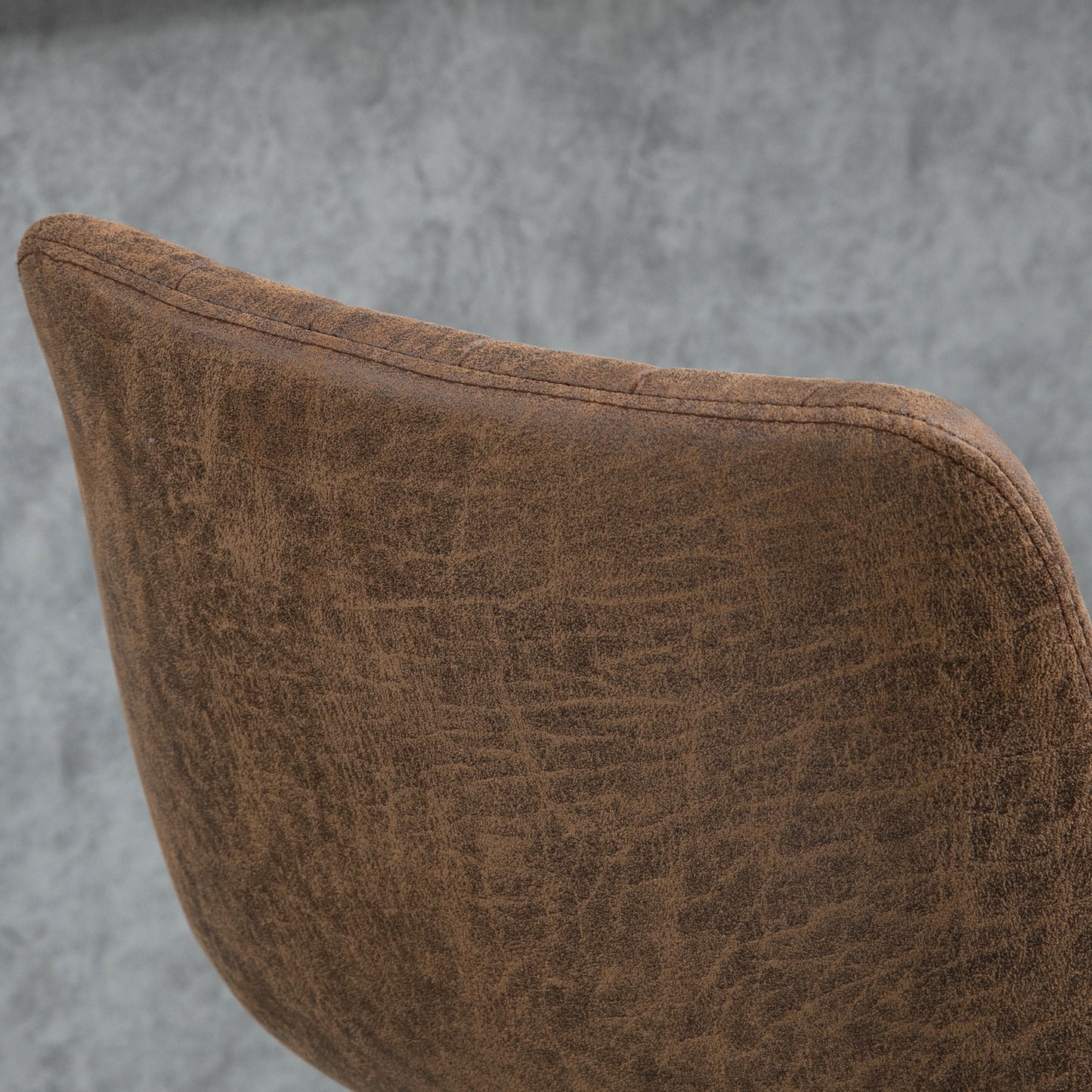 Rafava Faux Leather Brown Adjustable Breakfast Bar Chairs Set Of 2 With Upholstered Seats