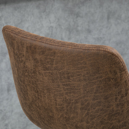 Rafava Faux Leather Brown Adjustable Breakfast Bar Chairs Set Of 2 With Upholstered Seats
