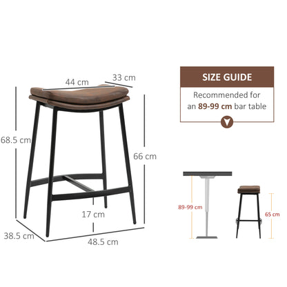 Noveha Microfiber Brown Industrial Breakfast Bar Stools Set Of 2 With Curved Seat