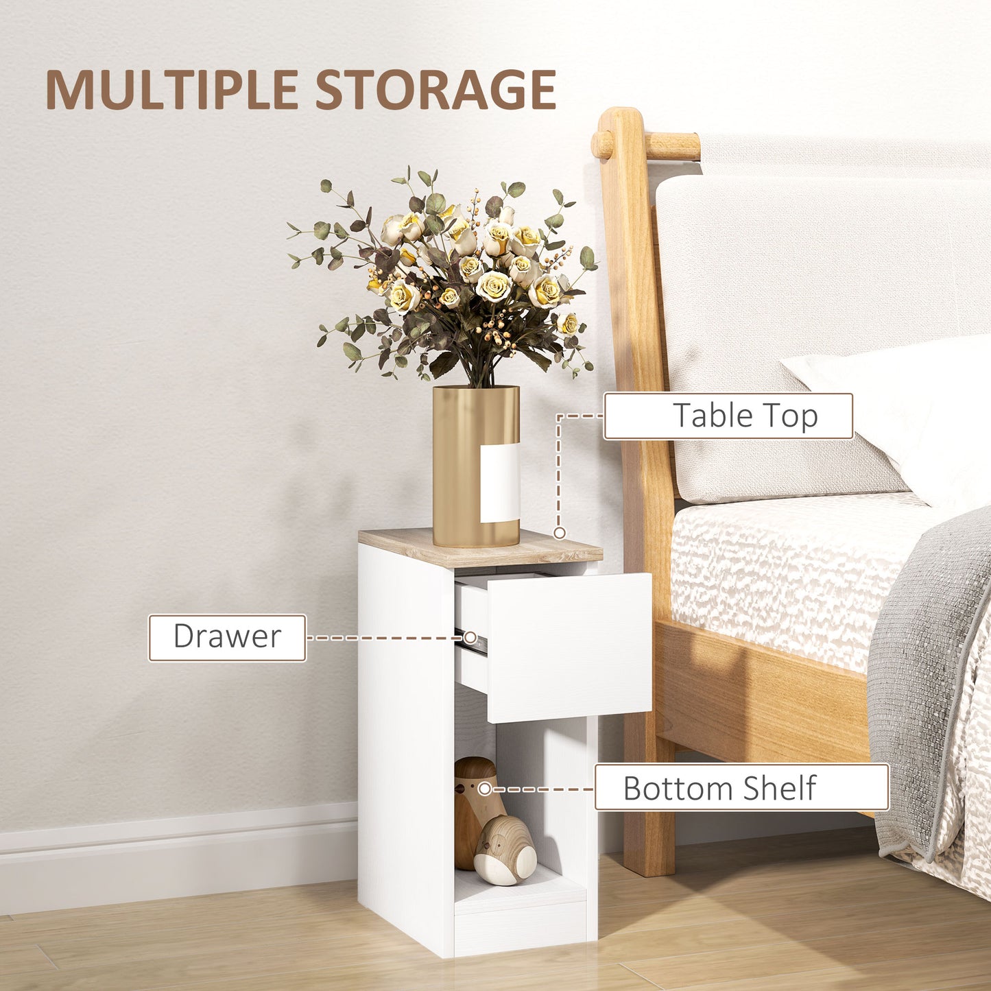 Taro Set Of 2 White Modern Bedside Tables With Storage