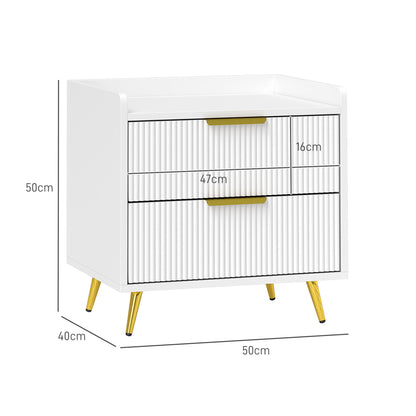 Conola Yone White Set Of 2 Elegant 2 Drawer Bedside Tables