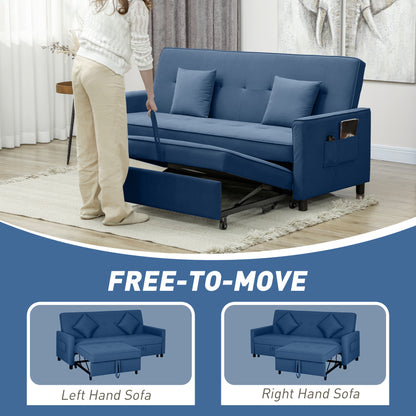 Sarova Difa Blue Fabric 3 Seater Convertible Sofa Bed