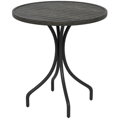 Nari Galvanised Steel Grey Round Garden Table Slatted Design